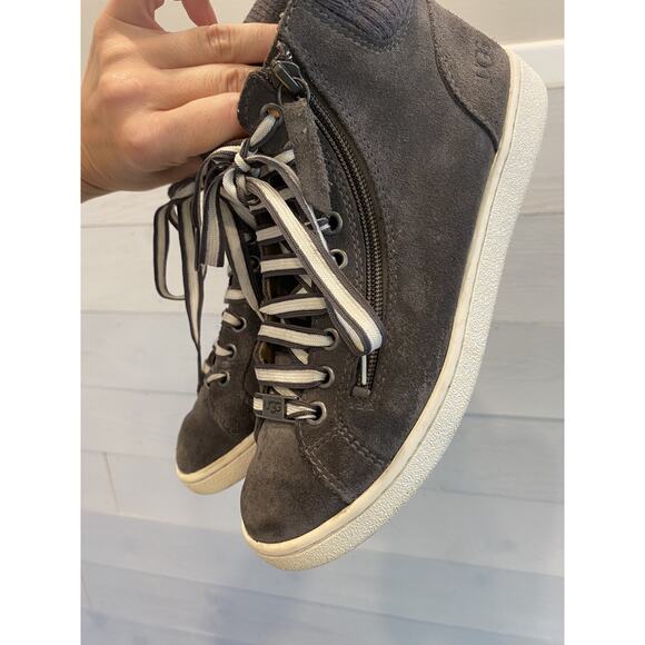 Ugg Shoes Womens Size 7 Gray Olive Trainer Casual Suede High Top Basic Sneakers - Picture 8 of 13